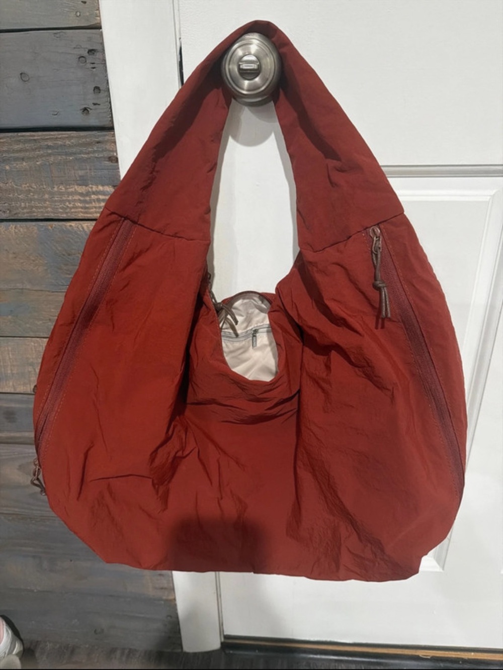 Classic Large Women's Hobo Bag - Rust Red